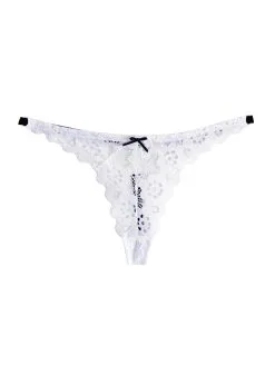 Fleur Du Mal Crochet Lace Slim Thong -Lingerie Store crochetlaceslimthongwhiteflat1