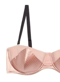 Fleur Du Mal Fuller Cup Top Stitch Convertible Bra -Lingerie Store crop PINK SATIN BRA