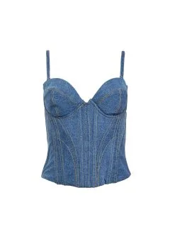Fleur Du Mal Denim Bustier Top -Lingerie Store denimbustierflat1