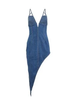 Fleur Du Mal Asymmetric Denim High Leg Dress 14 Fleur Du Mal Asymmetric Denim High Leg Dress -Lingerie Store denimdressflat1
