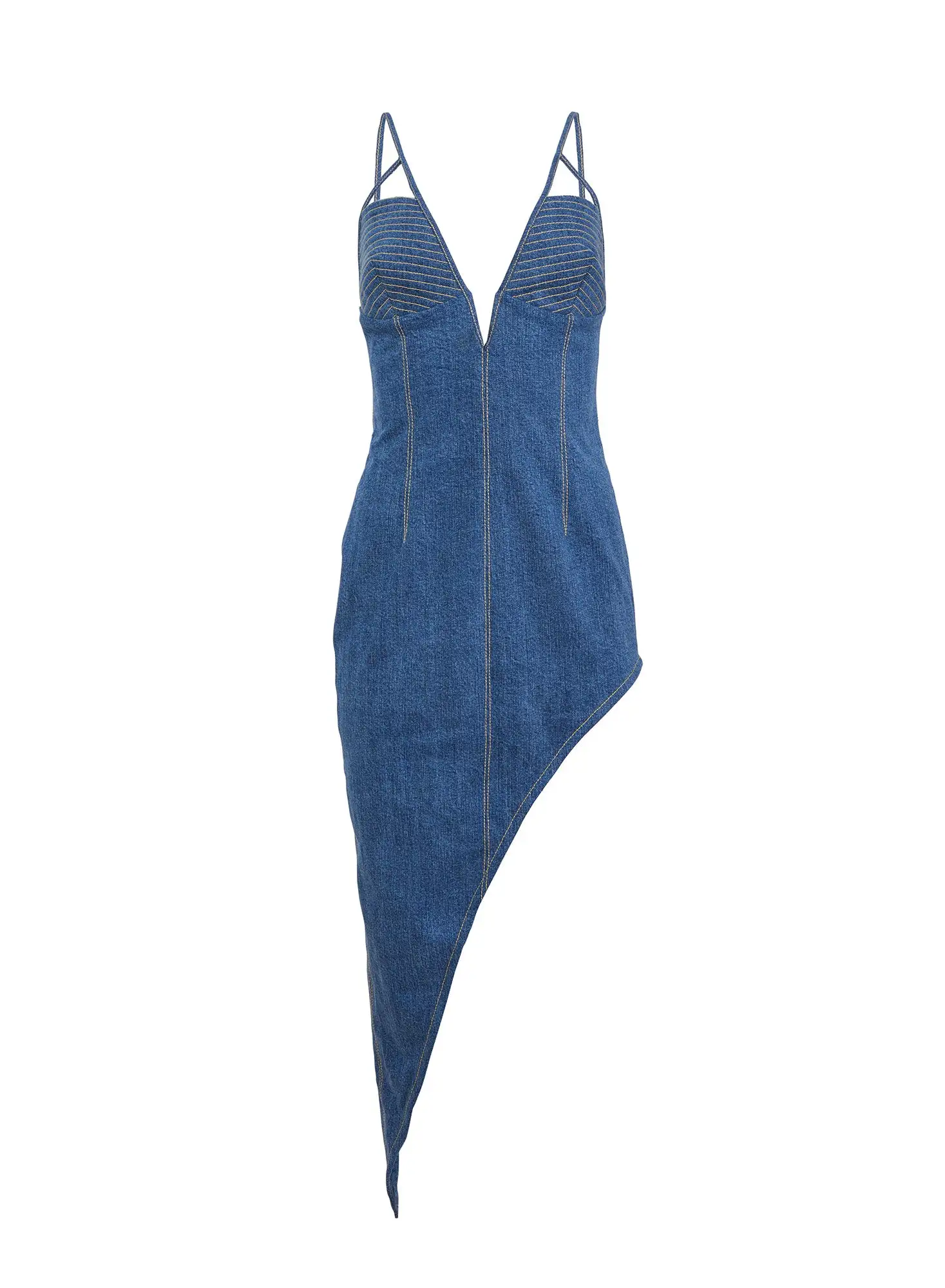 Fleur Du Mal Asymmetric Denim High Leg Dress 7 Fleur Du Mal Asymmetric Denim High Leg Dress - Image 7