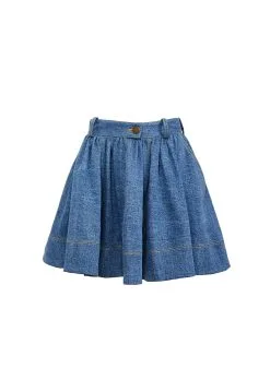 Fleur Du Mal Denim Flare Skirt -Lingerie Store denimskirtflat1