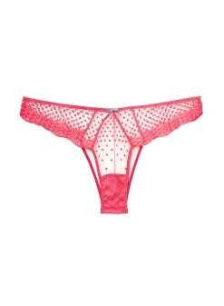 Fleur Du Mal Dotty Cheeky -Lingerie Store dottycheekypoppinkflat1