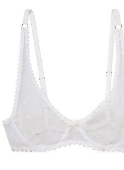 Fleur Du Mal Dotty Tulle Bra -Lingerie Store dottyivorybraflat2