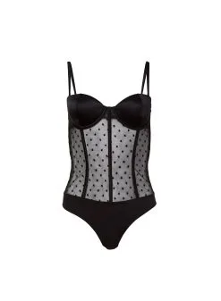 Fleur Du Mal Silk & Dotty Mesh Bodysuit 13 Fleur Du Mal Silk & Dotty Mesh Bodysuit -Lingerie Store dottymeshbodysuitflat1