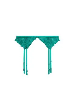 Fleur Du Mal Lily Embroidery Garter Belt -Lingerie Store emeraldgarterflat1