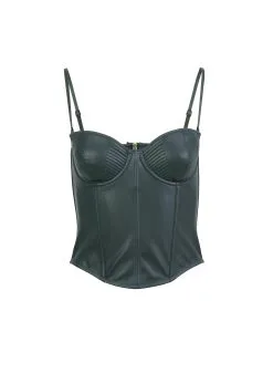 Fleur Du Mal Vegan Leather Bustier -Lingerie Store evergreenbustierflat1