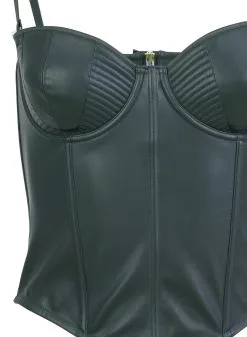 Fleur Du Mal Vegan Leather Bustier -Lingerie Store evergreenbustierflat2