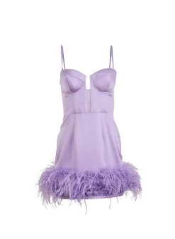 Fleur Du Mal Feather Embellished Bustier Dress -Lingerie Store featherdressflat1