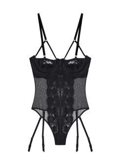 Fleur Du Mal Foxy Lace Peekaboo Garter Bodysuit -Lingerie Store foxylacebodysuitflat1