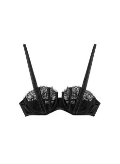 Fleur Du Mal Frankie Lace Boned Balconette Bra -Lingerie Store frankiebonedbalconetteblackflat1
