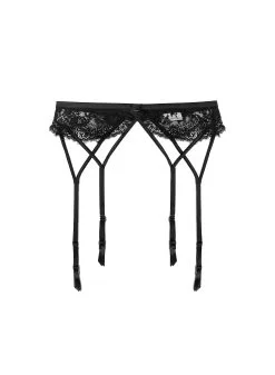 Fleur Du Mal Frankie Lace Strappy Garter Belt -Lingerie Store frankiegarterblackflat1