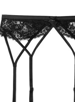 Fleur Du Mal Frankie Lace Strappy Garter Belt -Lingerie Store frankiegarterblackflat2
