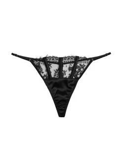 Fleur Du Mal Frankie Lace Thong -Lingerie Store frankielacethongblackflat1