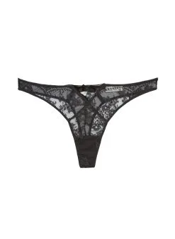 Fleur Du Mal Frankie Lace PVC Thong -Lingerie Store frankiepvcthongblackflat1