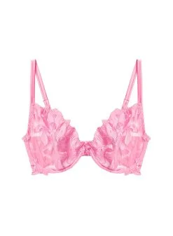 Fleur Du Mal Fuller Cup Lily Embroidery Plunge Demi Bra 11 Fleur Du Mal Fuller Cup Lily Embroidery Plunge Demi Bra -Lingerie Store fullcuppinklemonadelilyflat1