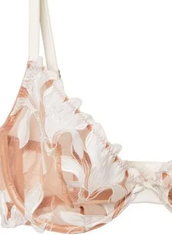 Fleur Du Mal Fuller Cup Lily Embroidery Plunge Demi Bra -Lingerie Store fullercuplilyivoryflat2