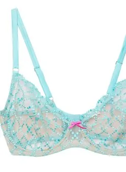 Fleur Du Mal Fuller Cup Dotty Grid Demi Bra -Lingerie Store fullfottybraflat2