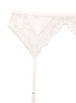 Fleur Du Mal Gardenia Lace Garter Belt -Lingerie Store gardenia lace garter creme flat2