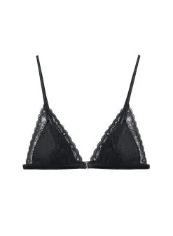 Fleur Du Mal Gardenia Lace Triangle Bra -Lingerie Store gardenia triangle black flat1