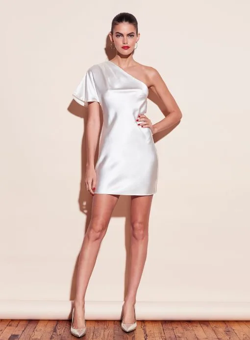 Fleur Du Mal One Shoulder Bias Mini Dress -Lingerie Store ivory mini2