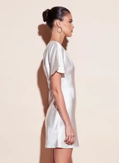 Fleur Du Mal One Shoulder Bias Mini Dress -Lingerie Store ivory mini crop3