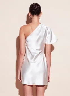 Fleur Du Mal One Shoulder Bias Mini Dress -Lingerie Store ivory mini crop4