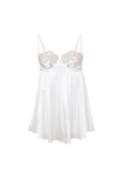 Fleur Du Mal Bow Guipure Embroidery Babydoll -Lingerie Store ivorybowbabydollflat1