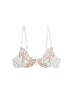 Fleur Du Mal Bow Guipure Embroidery Bra -Lingerie Store ivorybowbraflat1