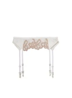Fleur Du Mal Bow Guipure Embroidery Garter -Lingerie Store ivorybowgarterflat1