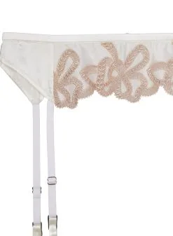 Fleur Du Mal Bow Guipure Embroidery Garter -Lingerie Store ivorybowgarterflat2