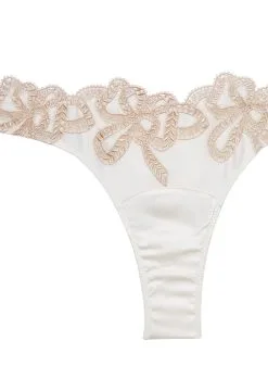 Fleur Du Mal Bow Guipure Embroidery Thong -Lingerie Store ivorybowthongflat2
