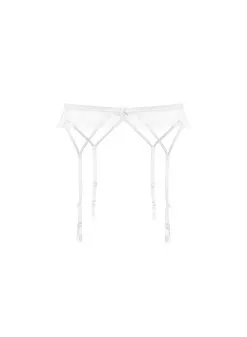 Fleur Du Mal Frankie Lace Strappy Garter Belt -Lingerie Store ivoryfrankiegarterflat1