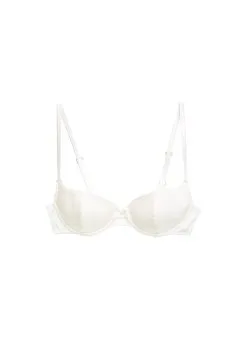 Fleur Du Mal Satin Luxe Balconette Bra -Lingerie Store ivoryluxebalconetteflat1