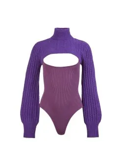 Fleur Du Mal Knit Cutout Front Bodysuit