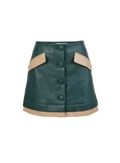 Fleur Du Mal Leather Buttoned Mini Skirt -Lingerie Store leatherminiskirtflat1