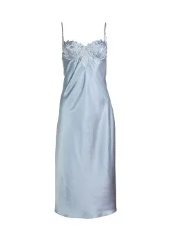 Fleur Du Mal Velvet Lily Embroidery Slip Dress -Lingerie Store lilslipflat1