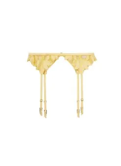 Fleur Du Mal Lily Embroidery Garter Belt -Lingerie Store lilydaffodilgarterflat1