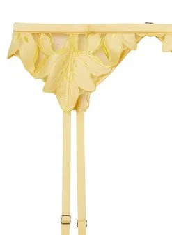 Fleur Du Mal Lily Embroidery Garter Belt -Lingerie Store lilydaffodilgarterflat2