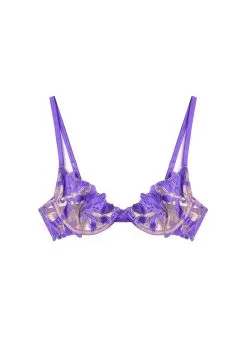 Fleur Du Mal Lily Embroidery Plunge Demi Bra