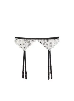 Fleur Du Mal Lily Embroidery Garter Belt -Lingerie Store lilydotgarterflat1