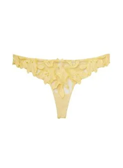Fleur Du Mal Lily Embroidery Hipster Thong -Lingerie Store lilyembroiderythongdaffodilflat1