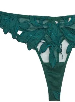 Fleur Du Mal Lily Embroidery Hipster Thong -Lingerie Store lilyevergreenthongflat2