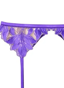 Fleur Du Mal Lily Embroidery Garter Belt -Lingerie Store lilygarterflat2