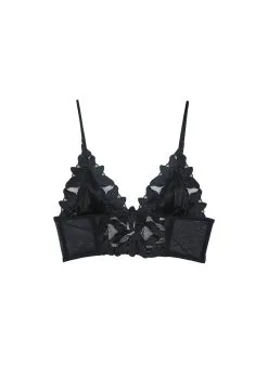 Fleur Du Mal Lily Embroidery Longline Triangle Bra -Lingerie Store lilylongtriangleflat1