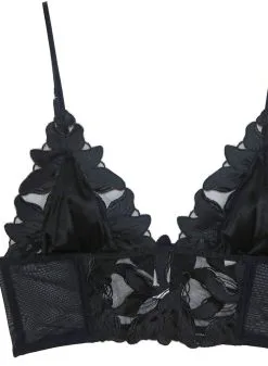 Fleur Du Mal Lily Embroidery Longline Triangle Bra -Lingerie Store lilylongtriangleflat2