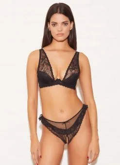 Fleur Du Mal Gardenia Lace Overlay Demi Bra -Lingerie Store look3 0163crop