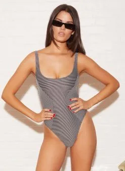 Fleur Du Mal Mitered Stripe Scoop Neck One Piece