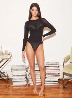 Fleur Du Mal Le Body Long Sleeve Control Bodysuit -Lingerie Store look6 0540full