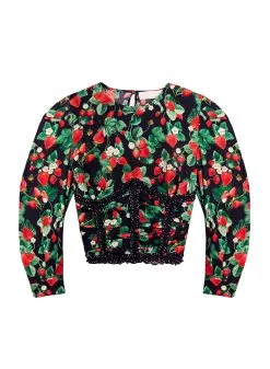 Fleur Du Mal Love Bound Top -Lingerie Store loveboundtopblackstrawberryflat1